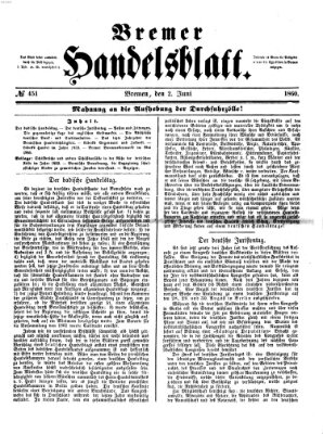 Bremer Handelsblatt Samstag 2. Juni 1860