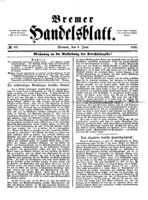 Bremer Handelsblatt Samstag 9. Juni 1860