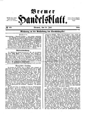 Bremer Handelsblatt Samstag 28. Juli 1860