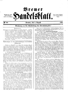 Bremer Handelsblatt Samstag 4. August 1860