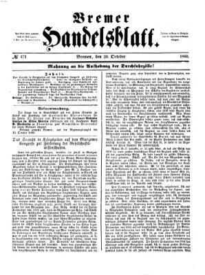 Bremer Handelsblatt Samstag 20. Oktober 1860