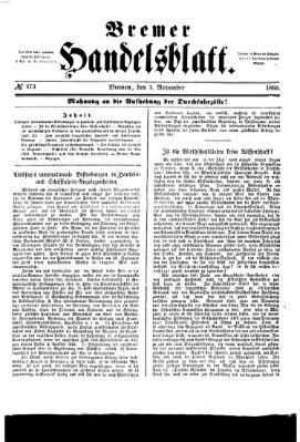 Bremer Handelsblatt Samstag 3. November 1860