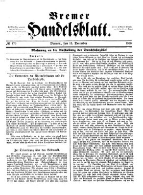 Bremer Handelsblatt Samstag 15. Dezember 1860