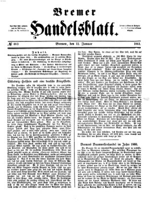 Bremer Handelsblatt Samstag 12. Januar 1861