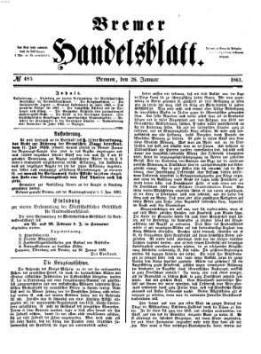 Bremer Handelsblatt Samstag 26. Januar 1861