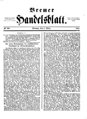 Bremer Handelsblatt Samstag 2. März 1861