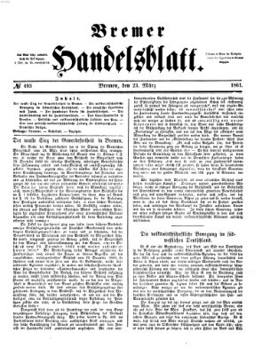 Bremer Handelsblatt Samstag 23. März 1861