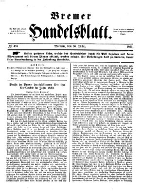 Bremer Handelsblatt Samstag 30. März 1861