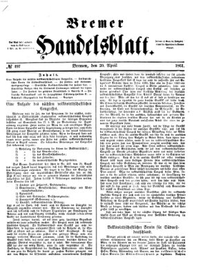 Bremer Handelsblatt Samstag 20. April 1861