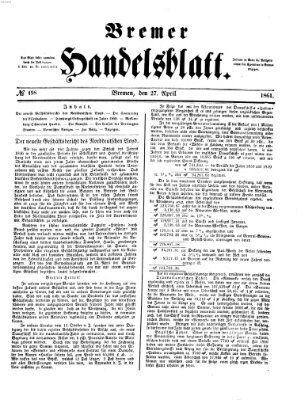 Bremer Handelsblatt Samstag 27. April 1861