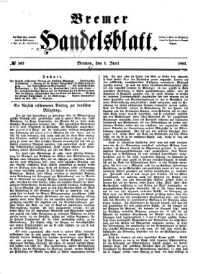 Bremer Handelsblatt Samstag 1. Juni 1861