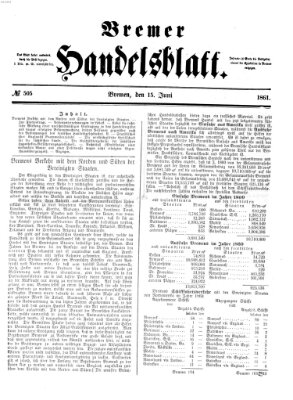 Bremer Handelsblatt Samstag 15. Juni 1861