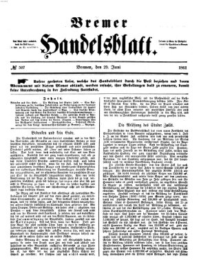 Bremer Handelsblatt Samstag 29. Juni 1861