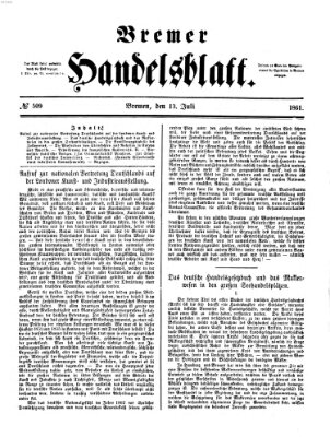 Bremer Handelsblatt Samstag 13. Juli 1861