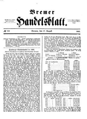 Bremer Handelsblatt Samstag 17. August 1861