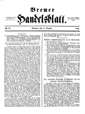 Bremer Handelsblatt Samstag 31. August 1861