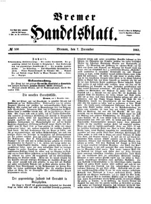 Bremer Handelsblatt Samstag 7. Dezember 1861