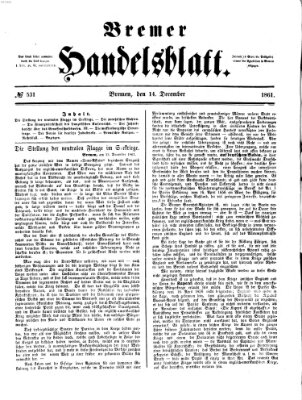 Bremer Handelsblatt Samstag 14. Dezember 1861