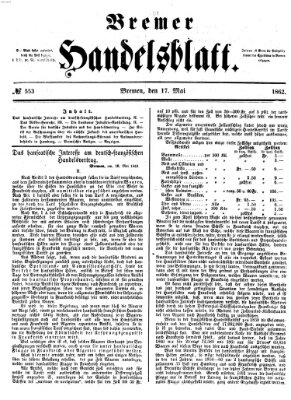 Bremer Handelsblatt Samstag 17. Mai 1862