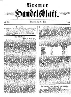 Bremer Handelsblatt Samstag 31. Mai 1862