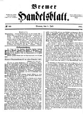 Bremer Handelsblatt Samstag 5. Juli 1862