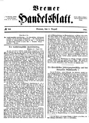 Bremer Handelsblatt Samstag 2. August 1862