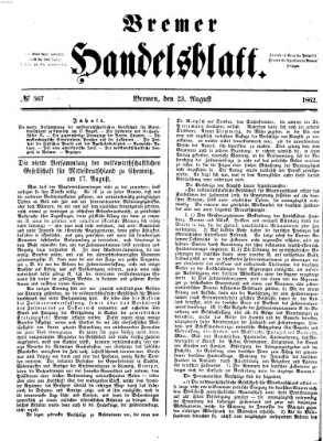 Bremer Handelsblatt Samstag 23. August 1862