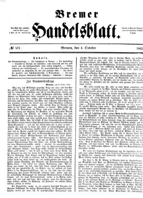 Bremer Handelsblatt Samstag 4. Oktober 1862