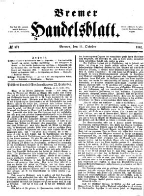 Bremer Handelsblatt Samstag 11. Oktober 1862