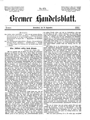 Bremer Handelsblatt Samstag 10. September 1864