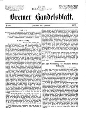 Bremer Handelsblatt Samstag 2. September 1865