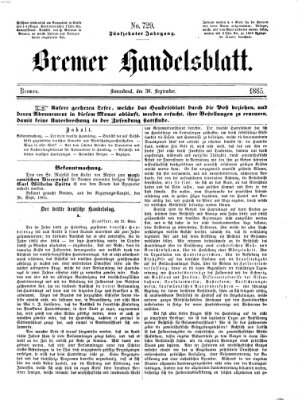 Bremer Handelsblatt Samstag 30. September 1865