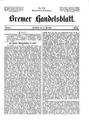 Bremer Handelsblatt Samstag 18. November 1865