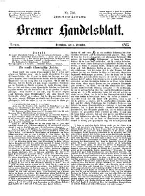 Bremer Handelsblatt Samstag 2. Dezember 1865