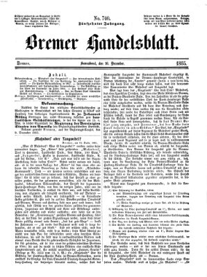 Bremer Handelsblatt Samstag 16. Dezember 1865