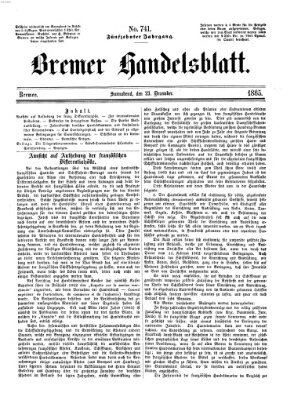 Bremer Handelsblatt Samstag 23. Dezember 1865