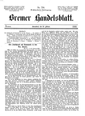 Bremer Handelsblatt Samstag 24. Februar 1866