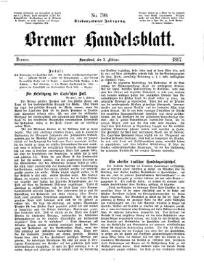 Bremer Handelsblatt Samstag 2. Februar 1867