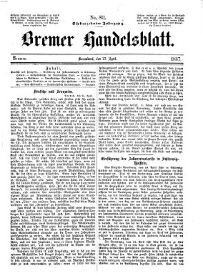 Bremer Handelsblatt Samstag 27. April 1867