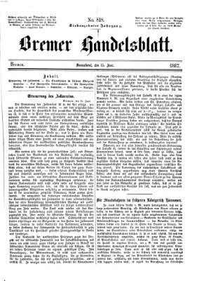 Bremer Handelsblatt Samstag 15. Juni 1867