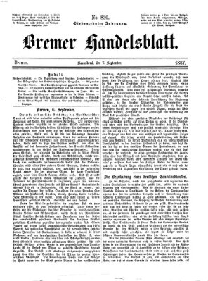 Bremer Handelsblatt Samstag 7. September 1867