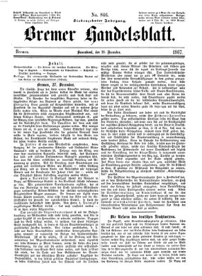 Bremer Handelsblatt Samstag 28. Dezember 1867