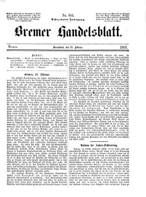 Bremer Handelsblatt Samstag 22. Februar 1868