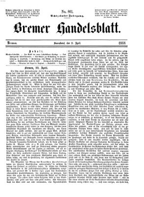 Bremer Handelsblatt Samstag 11. April 1868