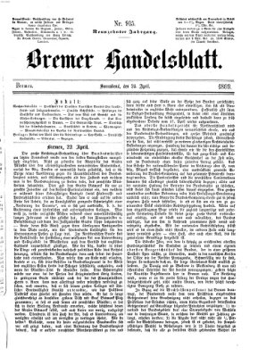 Bremer Handelsblatt Samstag 24. April 1869