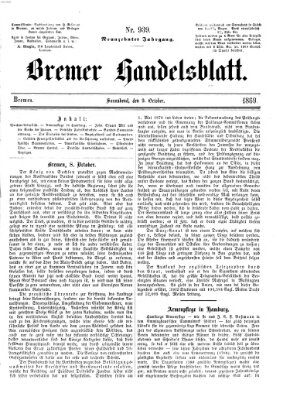 Bremer Handelsblatt Samstag 9. Oktober 1869