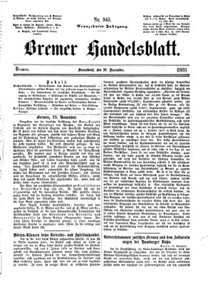 Bremer Handelsblatt Samstag 20. November 1869