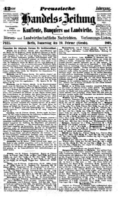 Preußische Handelszeitung Donnerstag 20. Februar 1868