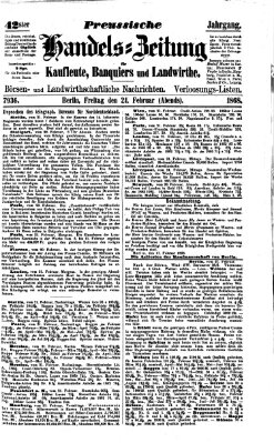 Preußische Handelszeitung Freitag 21. Februar 1868