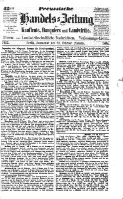 Preußische Handelszeitung Samstag 22. Februar 1868